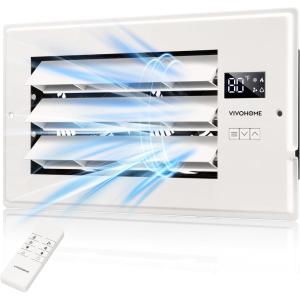 imageVIVOHOME Register Booster Fan  6 x 12 Opening with Adjustable Louver  Smart Thermostat amp 10Speed Remote Control  AC Vent Fan for Floor Ceiling Wall  Quiet Operation White6 x 12