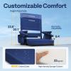 imageVIVOHOME Height Adjustable High Back Stadium Seats with Back Support and Cushion 2 Pack Portable Bleacher Chairs with Cup Holder and Shoulder Strap Comfortable for Various Sports Events GrayNavy Blue