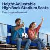 imageVIVOHOME Height Adjustable High Back Stadium Seats with Back Support and Cushion 2 Pack Portable Bleacher Chairs with Cup Holder and Shoulder Strap Comfortable for Various Sports Events GrayBlue