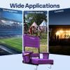 imageVIVOHOME Height Adjustable High Back Stadium Seats with Back Support and Cushion 2 Pack Portable Bleacher Chairs with Cup Holder and Shoulder Strap Comfortable for Various Sports Events GrayPurple