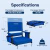 imageVIVOHOME Height Adjustable High Back Stadium Seats with Back Support and Cushion 2 Pack Portable Bleacher Chairs with Cup Holder and Shoulder Strap Comfortable for Various Sports Events GrayBlue