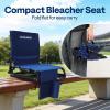 imageVIVOHOME UltraCompact Folding Stadium Seats with Back Support 2 Pack Lightweight Bleacher Chairs with Cup Holder and Carry Handle Comfortable for Bleachers Camping Outdoor Events Navy BlueNavy Blue