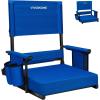 imageVIVOHOME Height Adjustable High Back Stadium Seat with Back Support and Cushion Portable Bleacher Chair with Cup Holder and Shoulder Strap Comfortable for Various Sports Events PurpleBlue