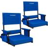 imageVIVOHOME Height Adjustable High Back Stadium Seats with Back Support and Cushion 2 Pack Portable Bleacher Chairs with Cup Holder and Shoulder Strap Comfortable for Various Sports Events GrayBlue