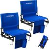 imageVIVOHOME UltraCompact Folding Stadium Seats with Back Support 2 Pack Lightweight Bleacher Chairs with Cup Holder and Carry Handle Comfortable for Bleachers Camping Outdoor Events Navy BlueBlue