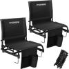 imageVIVOHOME UltraCompact Folding Stadium Seats with Back Support 2 Pack Lightweight Bleacher Chairs with Cup Holder and Carry Handle Comfortable for Bleachers Camping Outdoor Events Navy BlueBlack