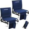 imageVIVOHOME UltraCompact Folding Stadium Seats with Back Support 2 Pack Lightweight Bleacher Chairs with Cup Holder and Carry Handle Comfortable for Bleachers Camping Outdoor Events Navy BlueNavy Blue