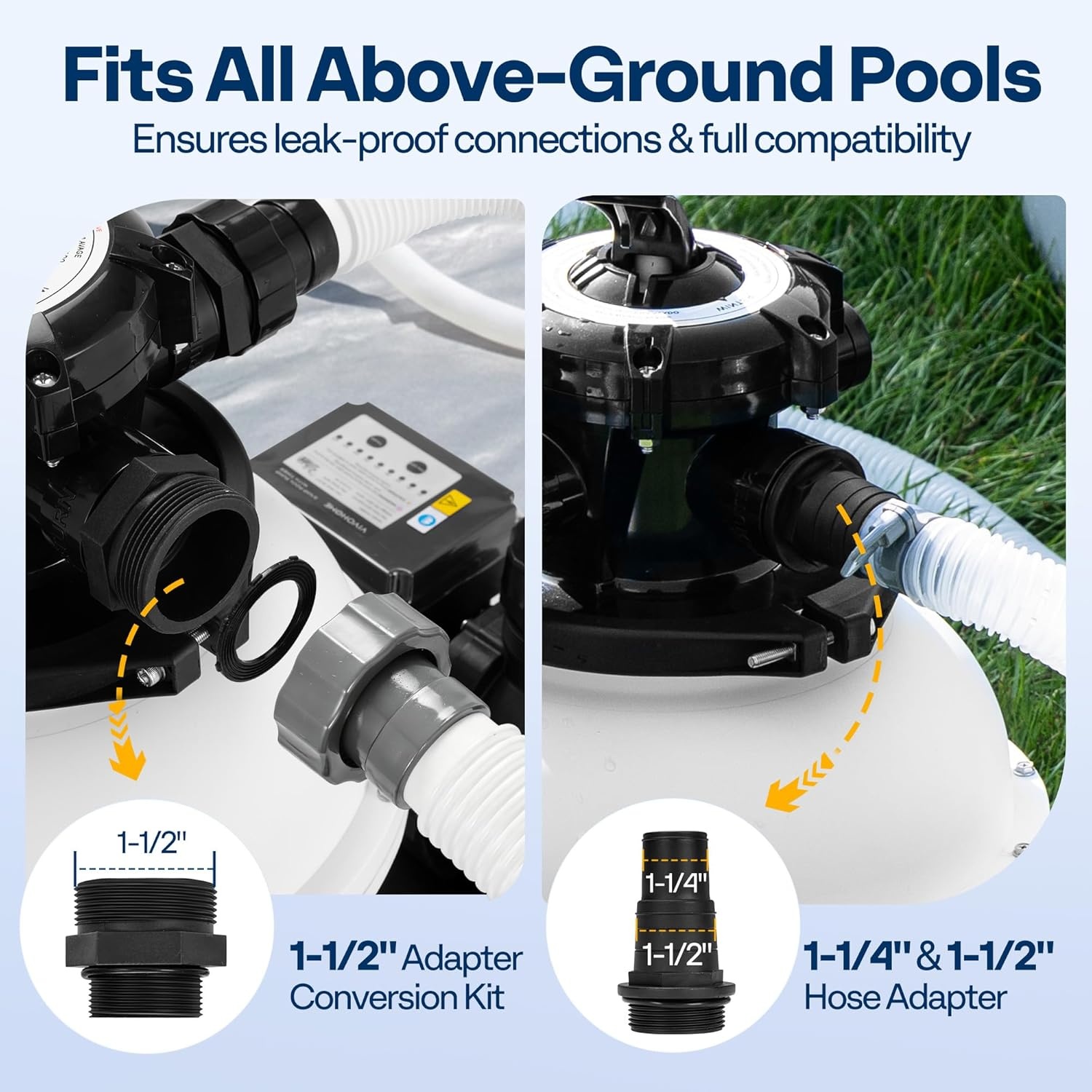 image:imageVIVOHOME 12 in Sand Filter Pump for Above Ground Pool 04 HP 3168 GPH Swimming Pool Filter System with 24H Timer amp 6Way Valve HighEfficiency Filtration for Pools Up to 11000 Gallons13 in  3618 GPH  075 HP