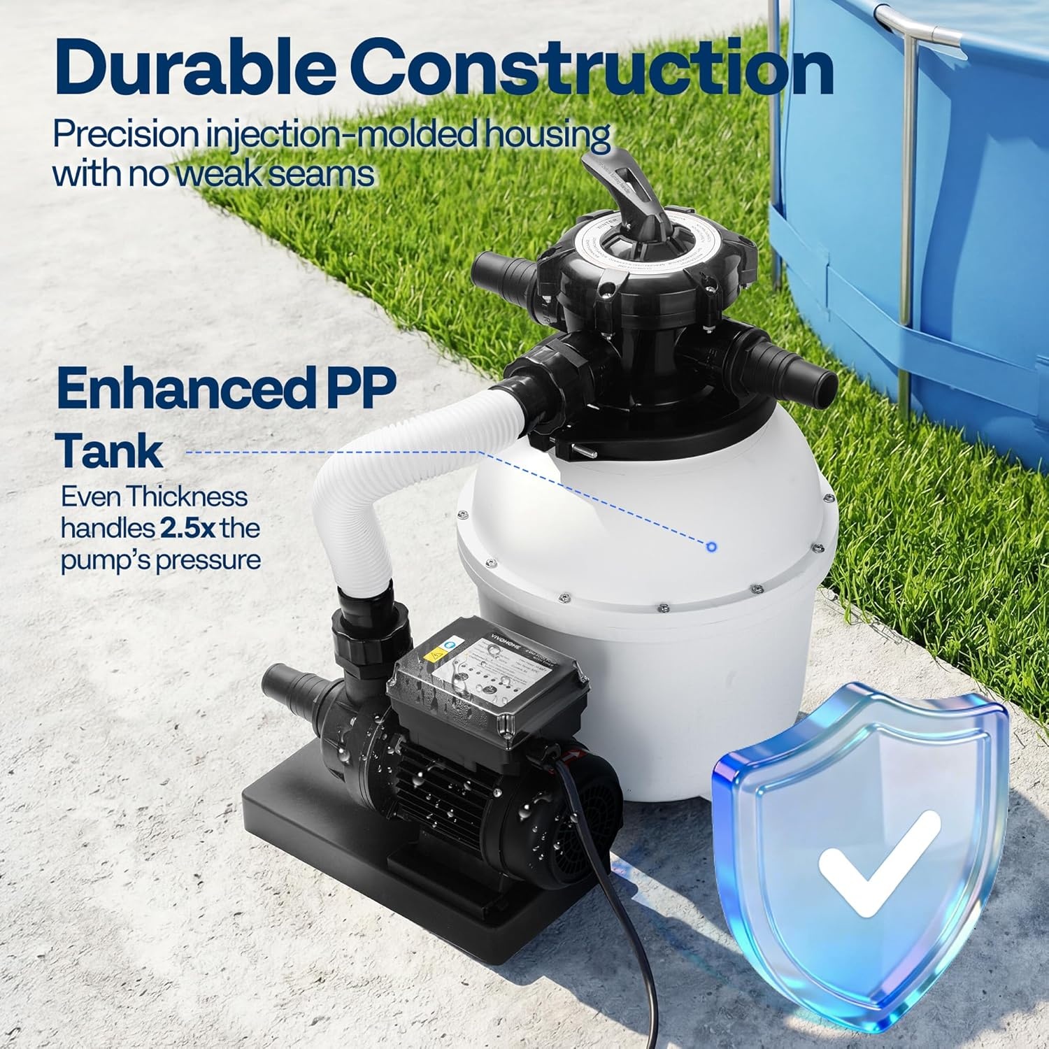 image:imageVIVOHOME 12 in Sand Filter Pump for Above Ground Pool 04 HP 3168 GPH Swimming Pool Filter System with 24H Timer amp 6Way Valve HighEfficiency Filtration for Pools Up to 11000 Gallons12 in  3168 GPH  04 HP