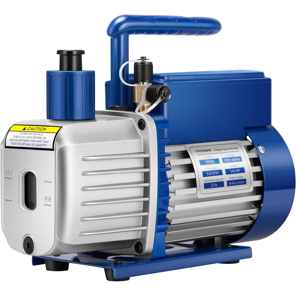 image:imageVIVOHOME 34 HP 72 CFM 2 Stage A2L HVAC Vacuum Pump Sparkless Motor for R32 R1234yf R454B R134a R22 R410a Systems Auto AC Vacuum Pump for Air Conditioner Resin Degassing with Oil Bottle35 CFM