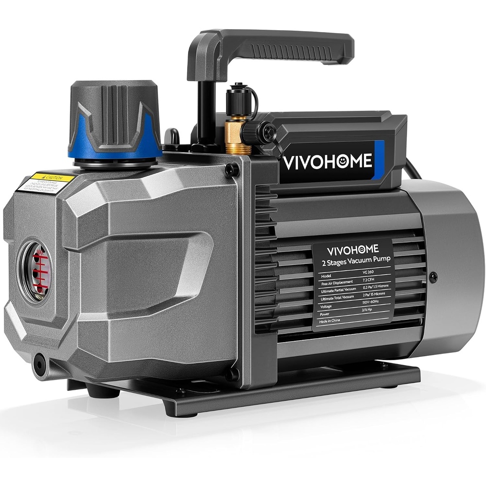 image:imageVIVOHOME 34 HP 72 CFM 2 Stage A2L HVAC Vacuum Pump Sparkless Motor for R32 R1234yf R454B R134a R22 R410a Systems Auto AC Vacuum Pump for Air Conditioner Resin Degassing with Oil Bottle72 CFM