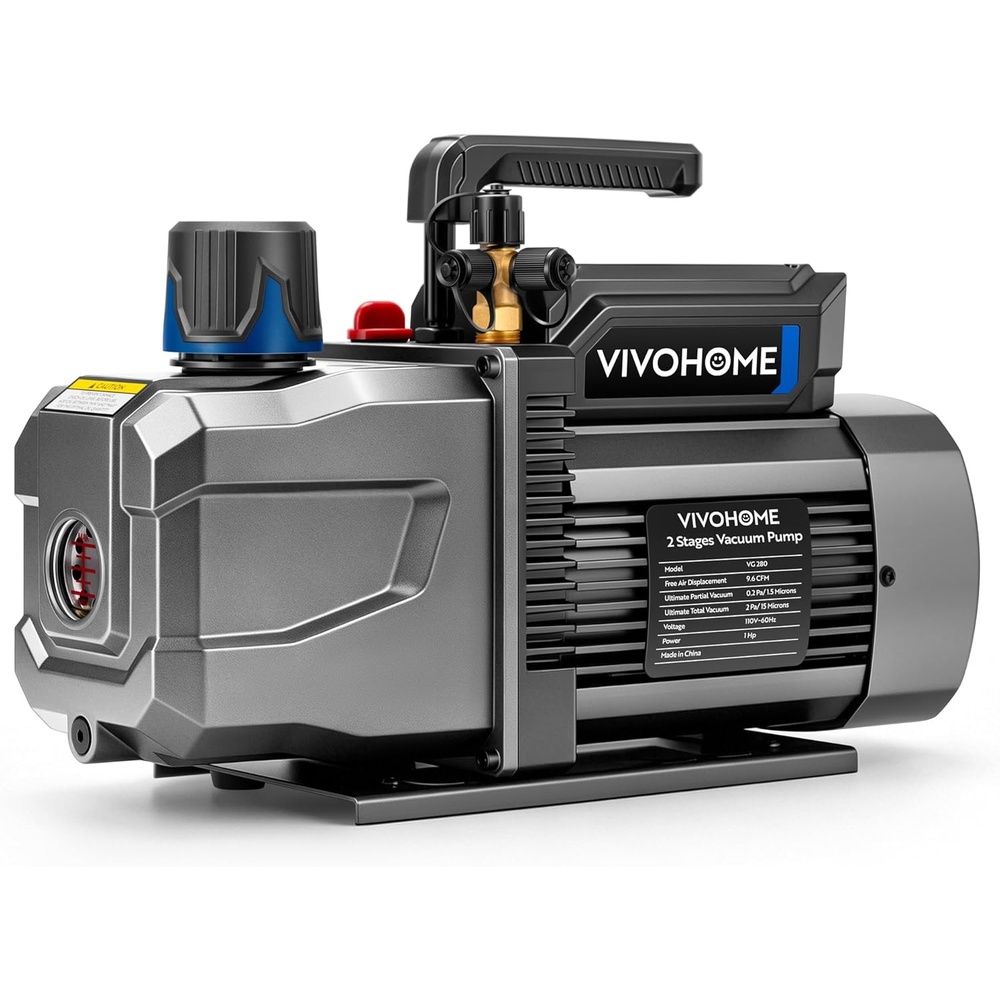 image:imageVIVOHOME 34 HP 72 CFM 2 Stage A2L HVAC Vacuum Pump Sparkless Motor for R32 R1234yf R454B R134a R22 R410a Systems Auto AC Vacuum Pump for Air Conditioner Resin Degassing with Oil Bottle96 CFM