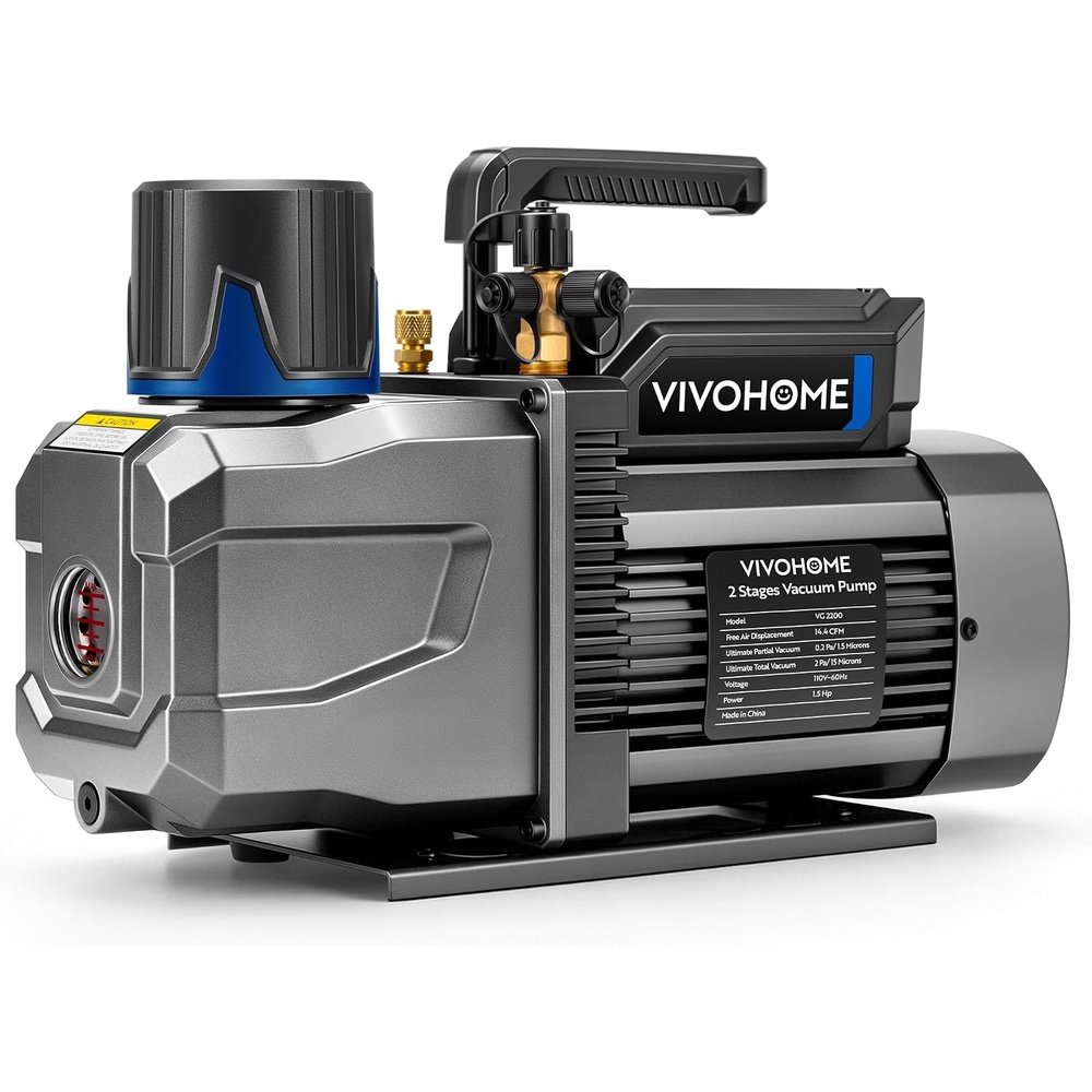 image:imageVIVOHOME 34 HP 72 CFM 2 Stage A2L HVAC Vacuum Pump Sparkless Motor for R32 R1234yf R454B R134a R22 R410a Systems Auto AC Vacuum Pump for Air Conditioner Resin Degassing with Oil Bottle144 CFM