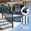 image:imageVIVOHOME 4Step Hand Rails for Outdoor Steps with Curved Ends and Balusters  2Pack Galvanized Steel Exterior Railing Kit for Porch Deck or Indoor StairsCurved End with Balusters