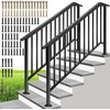 image:imageVIVOHOME 4Step Hand Rails for Outdoor Steps with Curved Ends and Balusters  2Pack Galvanized Steel Exterior Railing Kit for Porch Deck or Indoor StairsStraightOval with Balusters