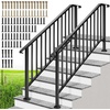 image:imageVIVOHOME 4Step Hand Rails for Outdoor Steps with Curved Ends and Balusters  2Pack Galvanized Steel Exterior Railing Kit for Porch Deck or Indoor StairsCurved End with Balusters