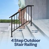 image:imageVIVOHOME 4Step Hand Rails for Outdoor Steps with Curved Ends and Balusters  2Pack Galvanized Steel Exterior Railing Kit for Porch Deck or Indoor StairsStraightOval with Balusters