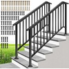 image:imageVIVOHOME 4Step Hand Rails for Outdoor Steps with Curved Ends and Balusters  2Pack Galvanized Steel Exterior Railing Kit for Porch Deck or Indoor StairsStraightOval with Balusters