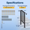 image:imageVIVOHOME 4Step Hand Rails for Outdoor Steps with Curved Ends and Balusters  2Pack Galvanized Steel Exterior Railing Kit for Porch Deck or Indoor StairsCurved End with Balusters