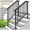 image:imageVIVOHOME 4Step Hand Rails for Outdoor Steps with Curved Ends and Balusters  2Pack Galvanized Steel Exterior Railing Kit for Porch Deck or Indoor StairsStraightOval with Balusters