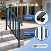 image:imageVIVOHOME 4Step Hand Rails for Outdoor Steps with Curved Ends and Balusters  2Pack Galvanized Steel Exterior Railing Kit for Porch Deck or Indoor StairsCurved End with Balusters