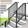image:imageVIVOHOME 4Step Hand Rails for Outdoor Steps with Curved Ends and Balusters  2Pack Galvanized Steel Exterior Railing Kit for Porch Deck or Indoor StairsCurved End with Balusters