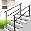 image:imageVIVOHOME 4Step Hand Rails for Outdoor Steps with Curved Ends and Balusters  2Pack Galvanized Steel Exterior Railing Kit for Porch Deck or Indoor StairsStraightOval