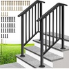 image:imageVIVOHOME 4Step Hand Rails for Outdoor Steps with Curved Ends and Balusters  2Pack Galvanized Steel Exterior Railing Kit for Porch Deck or Indoor StairsStraightOval with Balusters