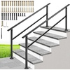 image:imageVIVOHOME 4Step Hand Rails for Outdoor Steps with Curved Ends and Balusters  2Pack Galvanized Steel Exterior Railing Kit for Porch Deck or Indoor StairsStraightOval