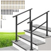 image:imageVIVOHOME 4Step Hand Rails for Outdoor Steps with Curved Ends and Balusters  2Pack Galvanized Steel Exterior Railing Kit for Porch Deck or Indoor StairsStraightOval