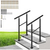 image:imageVIVOHOME 4Step Hand Rails for Outdoor Steps with Curved Ends and Balusters  2Pack Galvanized Steel Exterior Railing Kit for Porch Deck or Indoor StairsStraightRound