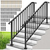image:imageVIVOHOME 4Step Hand Rails for Outdoor Steps with Curved Ends and Balusters  2Pack Galvanized Steel Exterior Railing Kit for Porch Deck or Indoor StairsCurved End with Balusters
