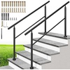 image:imageVIVOHOME 4Step Hand Rails for Outdoor Steps with Curved Ends and Balusters  2Pack Galvanized Steel Exterior Railing Kit for Porch Deck or Indoor StairsStraightRound
