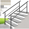 image:imageVIVOHOME 4Step Hand Rails for Outdoor Steps with Curved Ends and Balusters  2Pack Galvanized Steel Exterior Railing Kit for Porch Deck or Indoor StairsStraightRound