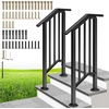 image:imageVIVOHOME 4Step Hand Rails for Outdoor Steps with Curved Ends and Balusters  2Pack Galvanized Steel Exterior Railing Kit for Porch Deck or Indoor StairsStraightOval with Balusters