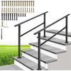 image:imageVIVOHOME 4Step Hand Rails for Outdoor Steps with Curved Ends and Balusters  2Pack Galvanized Steel Exterior Railing Kit for Porch Deck or Indoor StairsStraightOval