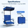 image:imageVIVOHOME Stadium Seat with Sunshade Canopy and Back Support for Sport Event  Adjustable Canopy Memory Foam Cushion 2 Cup Holders Shoulder Strap 2 Pack Portable Bleacher Chair Foldable SeatBlue