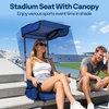 image:imageVIVOHOME Stadium Seat with Sunshade Canopy and Back Support for Sport Event  Adjustable Canopy Memory Foam Cushion 2 Cup Holders Shoulder Strap 2 Pack Portable Bleacher Chair Foldable SeatBlue