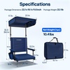 image:imageVIVOHOME Stadium Seat with Sunshade Canopy and Back Support for Sport Event  Adjustable Canopy Memory Foam Cushion 2 Cup Holders Shoulder Strap 2 Pack Portable Bleacher Chair Foldable SeatNavy Blue