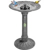 image:imageVIVOHOME Solar Bird Bath with Fountain and Reservoir Battery System 20 Bowl 12 Gal ABS Outdoor Birdbath for Outside Yard WeatherResistant Light Stone GrayDark Stone Gray
