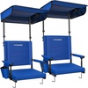image:imageVIVOHOME Stadium Seat with Sunshade Canopy and Back Support for Sport Event  Adjustable Canopy Memory Foam Cushion 2 Cup Holders Shoulder Strap 2 Pack Portable Bleacher Chair Foldable SeatBlue