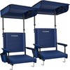 image:imageVIVOHOME Stadium Seat with Sunshade Canopy and Back Support for Sport Event  Adjustable Canopy Memory Foam Cushion 2 Cup Holders Shoulder Strap 2 Pack Portable Bleacher Chair Foldable SeatNavy Blue