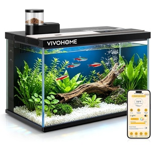 image:image5 Gallon Smart Fish Tank with APP Control Aquarium Starter Kit with Auto Feeder Temperature Display RGB LED Light Self Cleaning Betta Fish Tank for Desktop