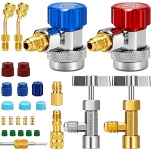 image:imageVIVOHOME AC R134a Adapter Tool Kit R134a Quick Couplers and Self Sealing and Puncture Can Taps R410a Adapters Tank Adapter and Valve Core Remover AC Gauge Hose Conversion Adapters