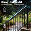 image:imageVIVOHOME 2Pack Galvanized Steel Hand Rails for Outdoor Steps  406 Curved Ends and Safety Balusters Exterior Railing Kit for Porch Deck or Indoor Stairs 4Step WhiteStraightOval with Balusters
