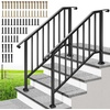 image:imageVIVOHOME 2Pack Galvanized Steel Hand Rails for Outdoor Steps  406 Curved Ends and Safety Balusters Exterior Railing Kit for Porch Deck or Indoor Stairs 4Step WhiteCurved End with Balusters