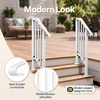 image:imageVIVOHOME 2Pack Galvanized Steel Hand Rails for Outdoor Steps  406 Curved Ends and Safety Balusters Exterior Railing Kit for Porch Deck or Indoor Stairs 4Step WhiteWhite Curved End with Balusters