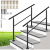 image:imageVIVOHOME 2Pack Galvanized Steel Hand Rails for Outdoor Steps  406 Curved Ends and Safety Balusters Exterior Railing Kit for Porch Deck or Indoor Stairs 4Step WhiteStraightRound