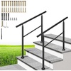 image:imageVIVOHOME 2Pack Galvanized Steel Hand Rails for Outdoor Steps  406 Curved Ends and Safety Balusters Exterior Railing Kit for Porch Deck or Indoor Stairs 4Step WhiteStraightRound