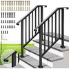 image:imageVIVOHOME 2Pack Galvanized Steel Hand Rails for Outdoor Steps  406 Curved Ends and Safety Balusters Exterior Railing Kit for Porch Deck or Indoor Stairs 4Step WhiteCurved End with Balusters